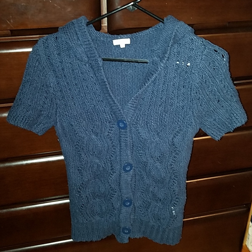 Maurices Blue Short Sleeve Hooded Sweater